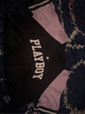 PLAYBOY Black Mesh Baseball Jersey with White Accents